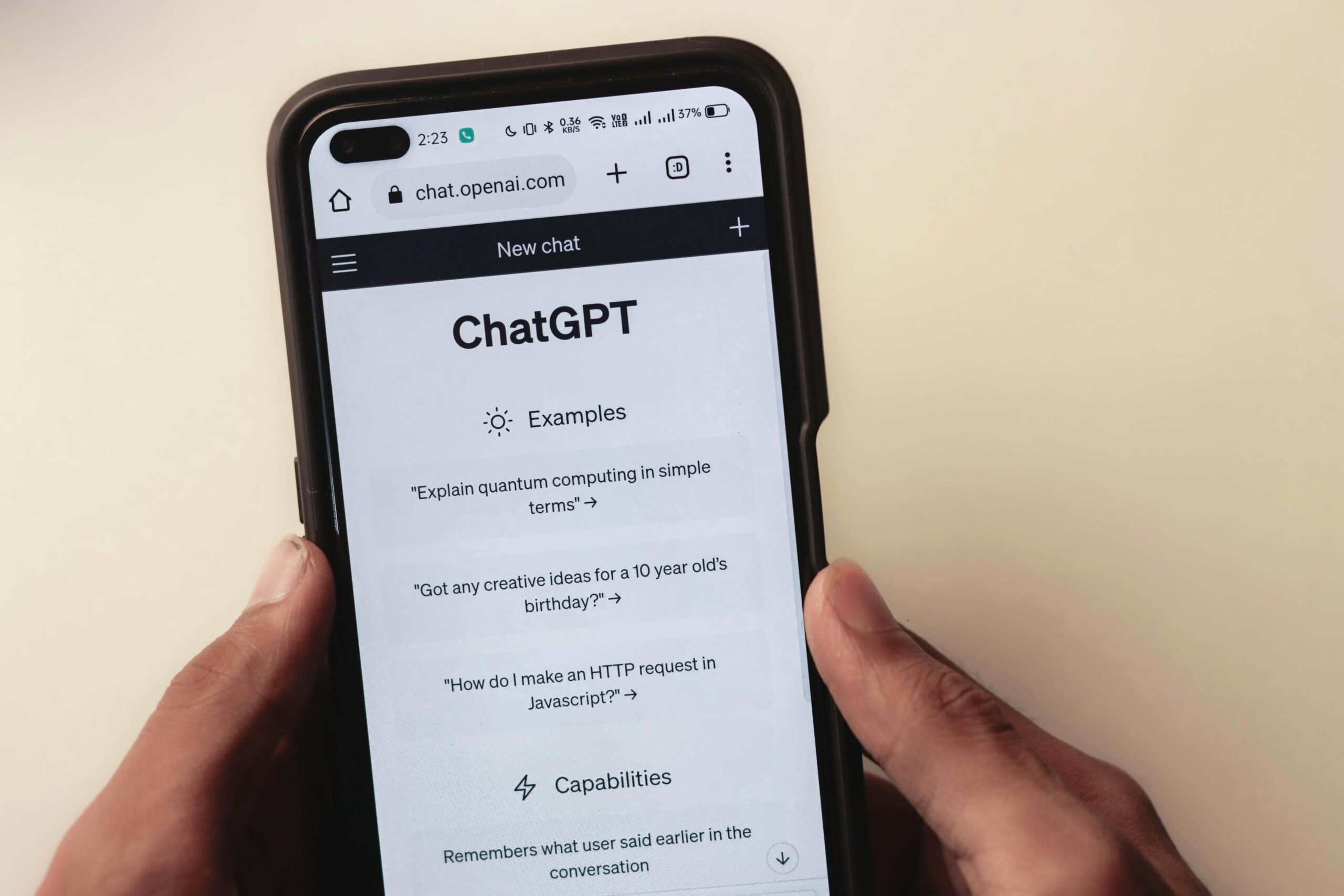 chatgpt on a mobile phone
